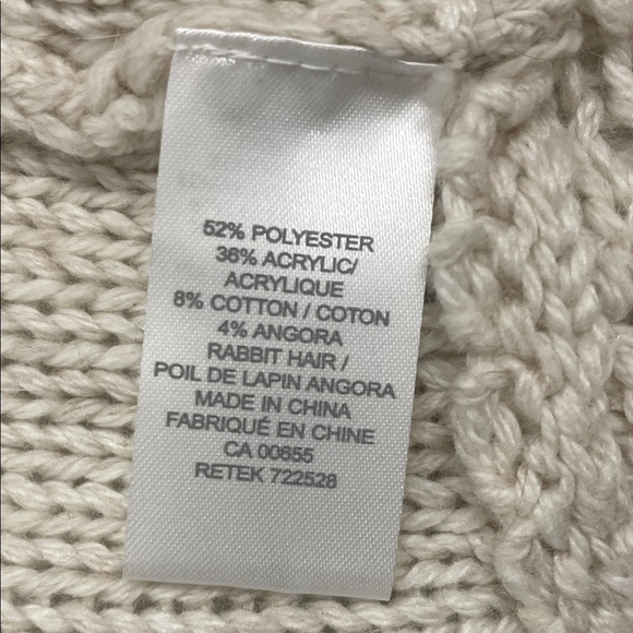 Elegant Cream Button-Up 3/4 Length Cardigan Mock Neck Collar Long Sleeves Sz S - Picture 10 of 13